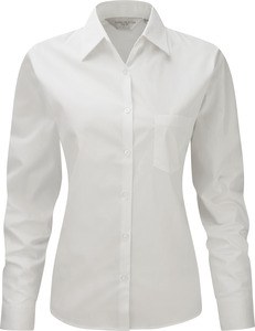 Russell Collection RU936F - Ladies' Long Sleeve Pure Cotton Easy Care Poplin Shirt White