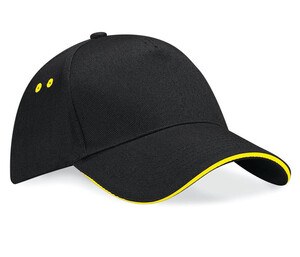 Beechfield BF15C - 5 Panel Cap 100% Cotton Black/Yellow