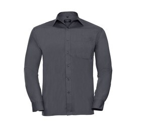 Russell Collection JZ934 - Men's Poplin Shirt Convoy Grey