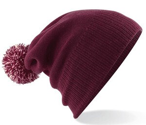 Beechfield BF450 - Beanie with Pompom Burgundy / Off White