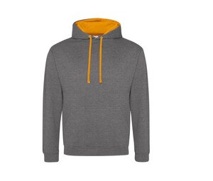 AWDIS JH003 - Contrast Hoodie Charcoal/ Orange Crush