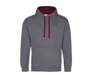 AWDIS JH003 - Contrast Hoodie Charcoal/Burgundy